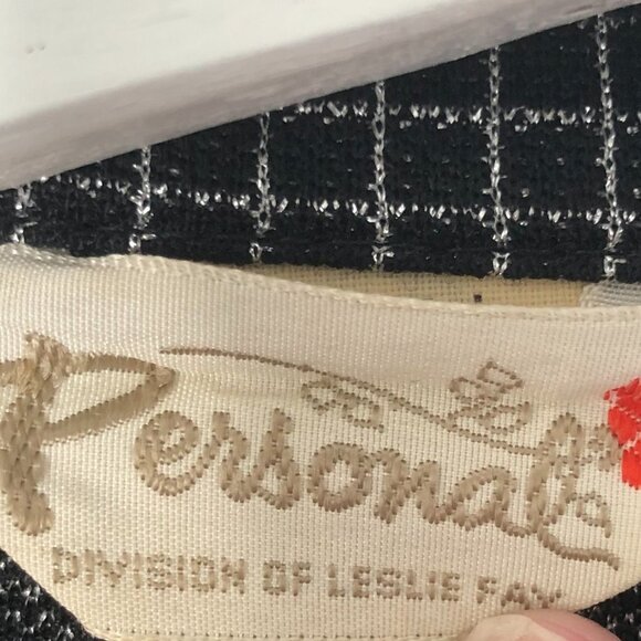 Vintage Black Silver Windowpane Over Button Shirt - Picture 5 of 12